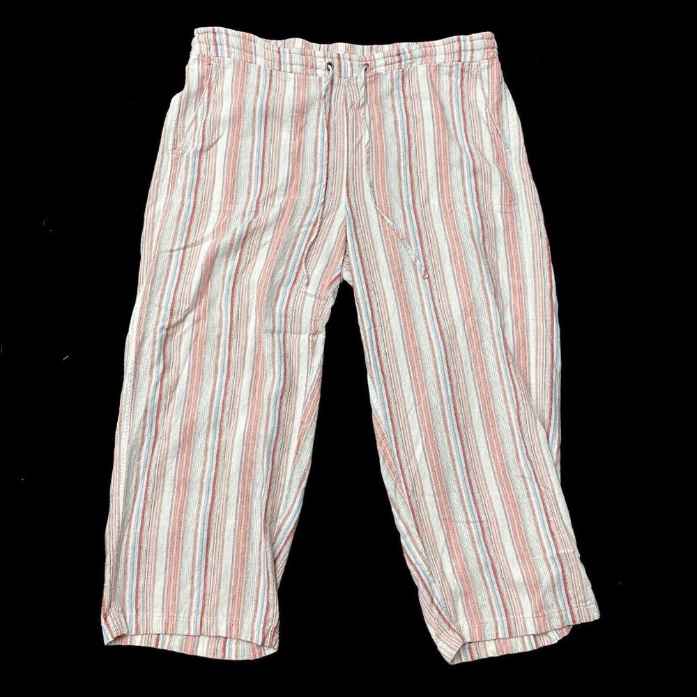 Westport Women Linen Blend Striped Palazzo Pants, 2x